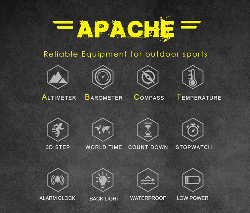 Men's sport Digital watch Hours Running Swimming Military Army watches Altimeter Barometer Compass waterproof 50m Venice Collections
