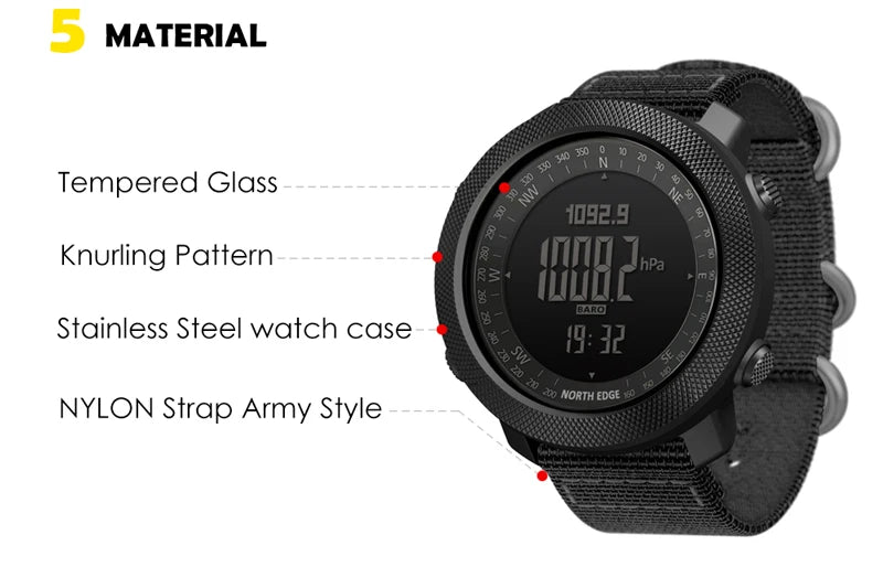 Men's sport Digital watch Hours Running Swimming Military Army watches Altimeter Barometer Compass waterproof 50m Venice Collections