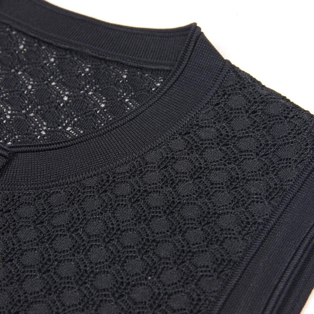 Spring And Summer New Fashion Thin Cut Hollow Lace Silver S Button Slim Fit Round Neck Sleeveless Temperament Women's Dress Venice Collections