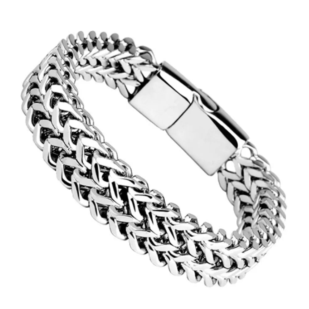 Stainless Steel Double Row Fish Scale Bracelet – Magnetic Buckle Keel Design Venice Collections