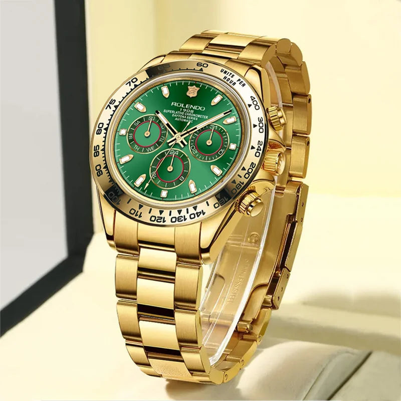 ROLENDO Luxury Men Automatic Diver Watch 40.5mm Mineral Crystal Luminous Date 300M Waterproof High-end Men's Wristwatch Gift Venice Collections
