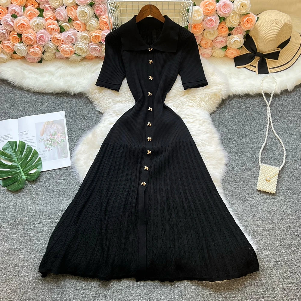 YuooMuoo Summer Maxi Dress Women Knit Black Green Long Bodycon Korean Fashion Ruffle Ladies Dresses Elegant Office Women Dress Venice Collections