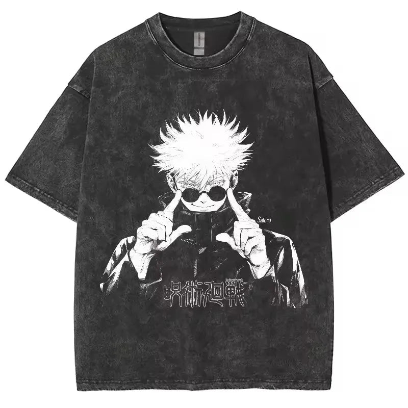 Anime Jujutsu Kaisen Gojo Satoru T Shirts Washed Men Women Cotton Harajuku T-Shirts High Quality Retro for Men Women Tops Tees Venice Collections
