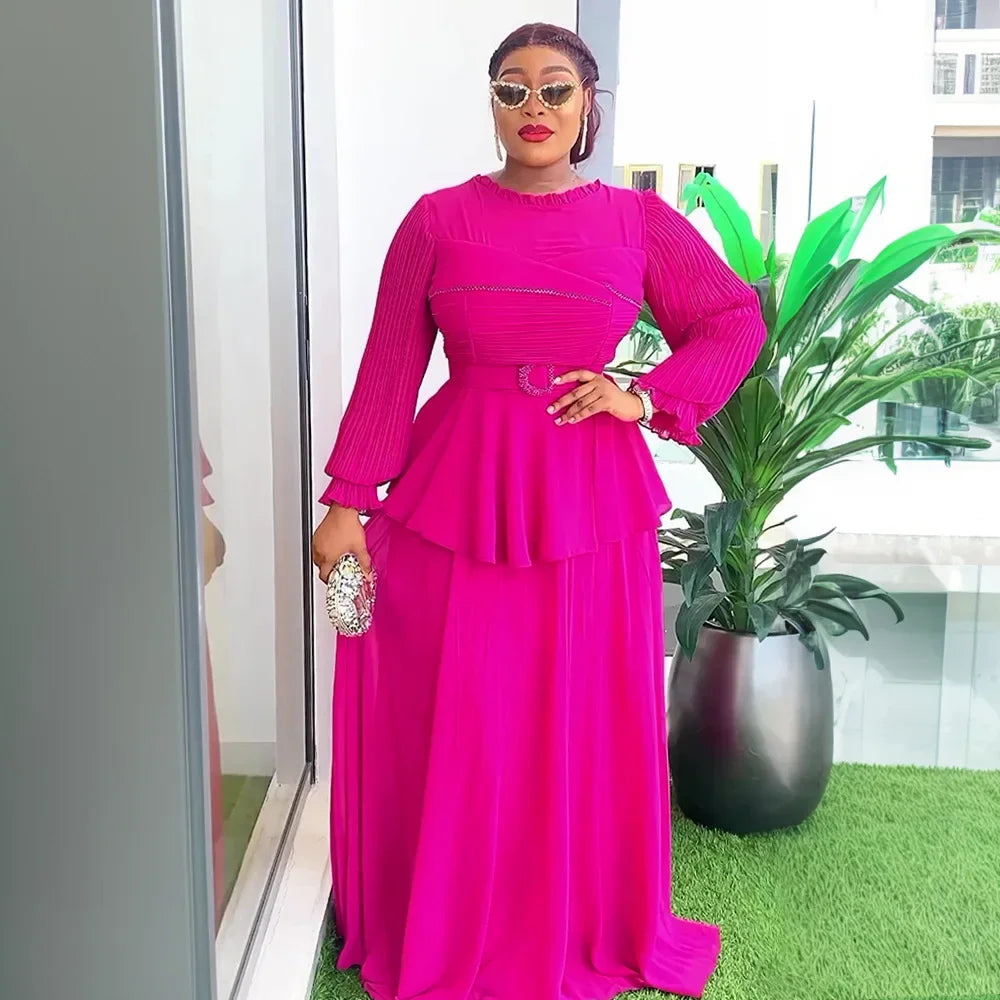 Fashion African Party Dresses for Women New Fashion Ankara Dashiki Chiffon Wedding Gown Elegant Outfits Muslim Dress Abaya Robe Venice Collections