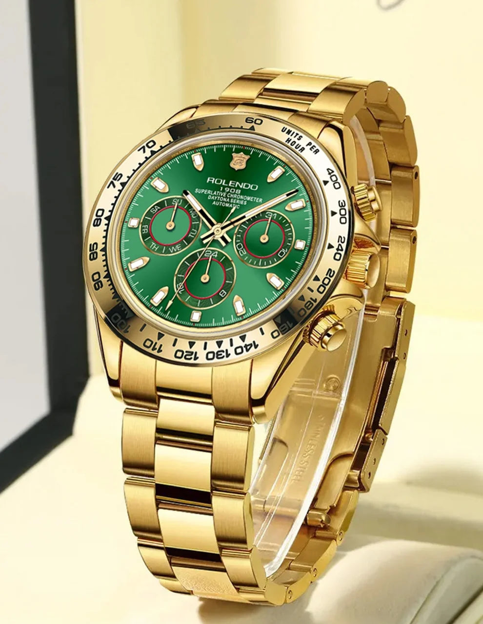 ROLENDO Luxury Men Automatic Diver Watch 40.5mm Mineral Crystal Luminous Date 300M Waterproof High-end Men's Wristwatch Gift Venice Collections