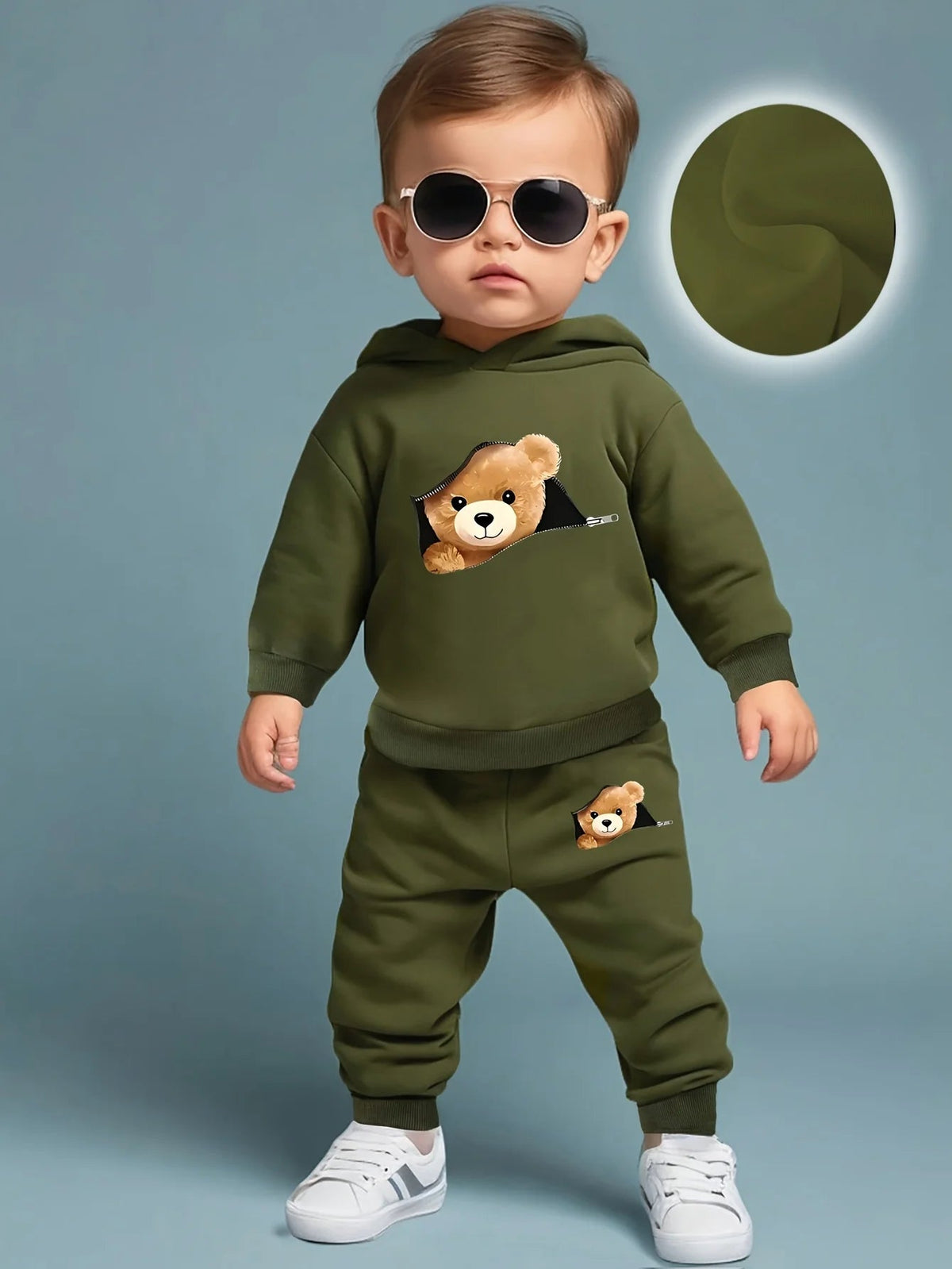 Newborn Baby Boy Fun Cartoon Bear Print Long Sleeve Fleece Venice Collections