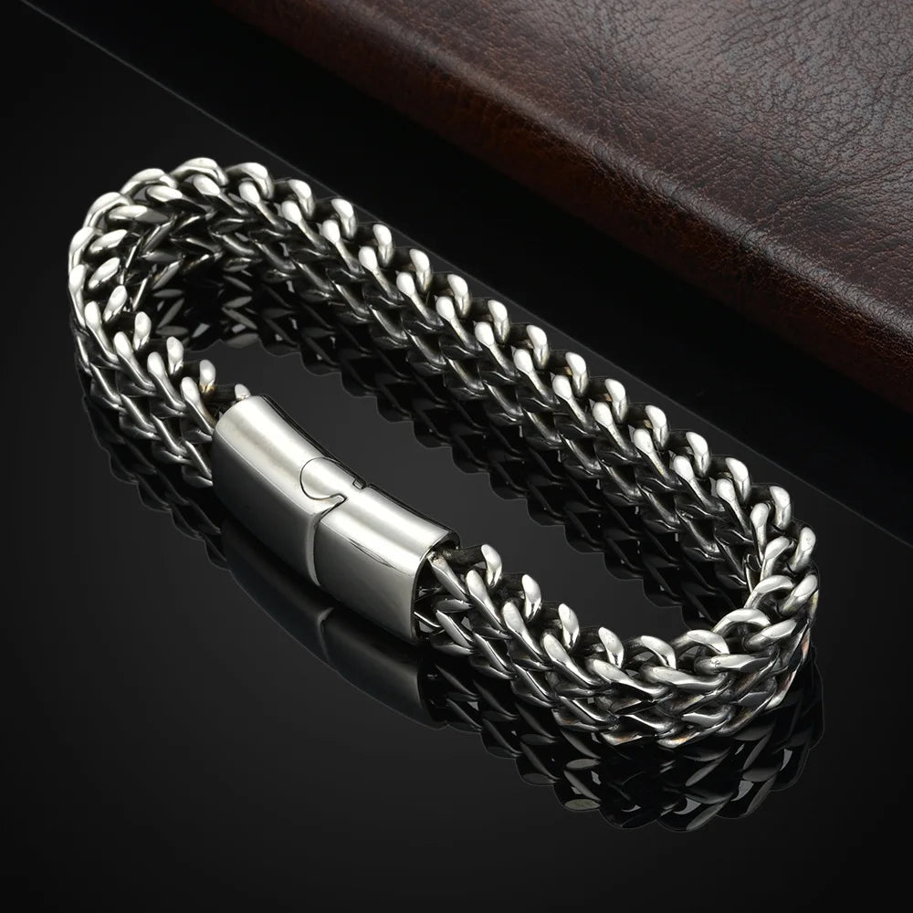 Stainless Steel Double Row Fish Scale Magnetic Bracelet Venice Collections