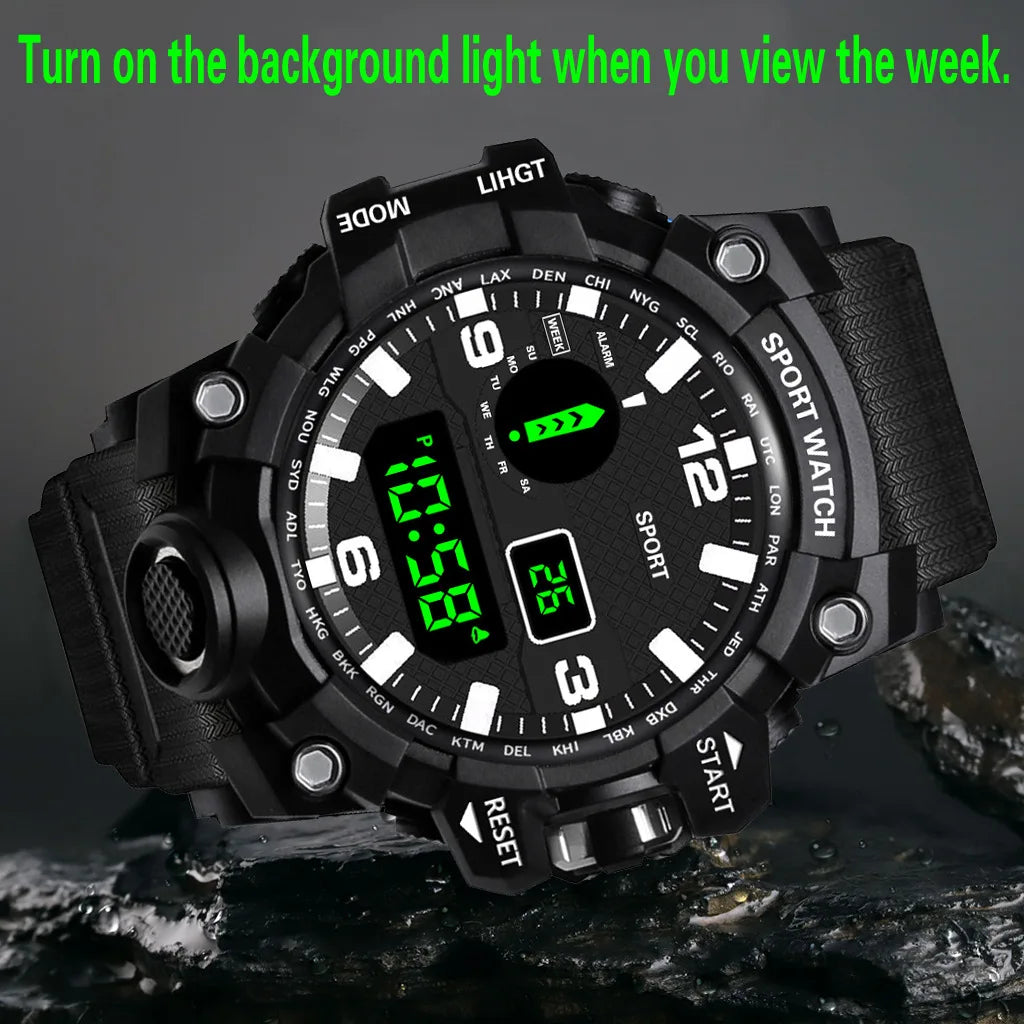 Men's Watch Sports Electronic Wristwatch Large dial Multifunctional Waterproof Venice Collections