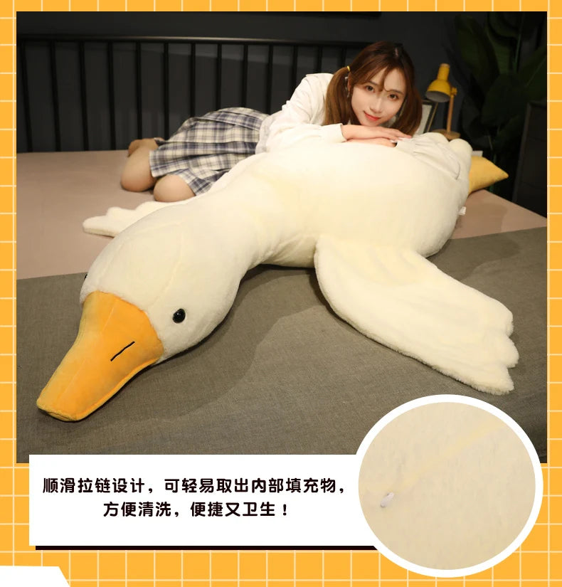 50-190cm Large Brown Hug Stuffed Animal Duck Kawaii Giant Goose Plush Toy Sleeping Pillow Big Soft Doll Party Gift for Boy Girls Venice Collections