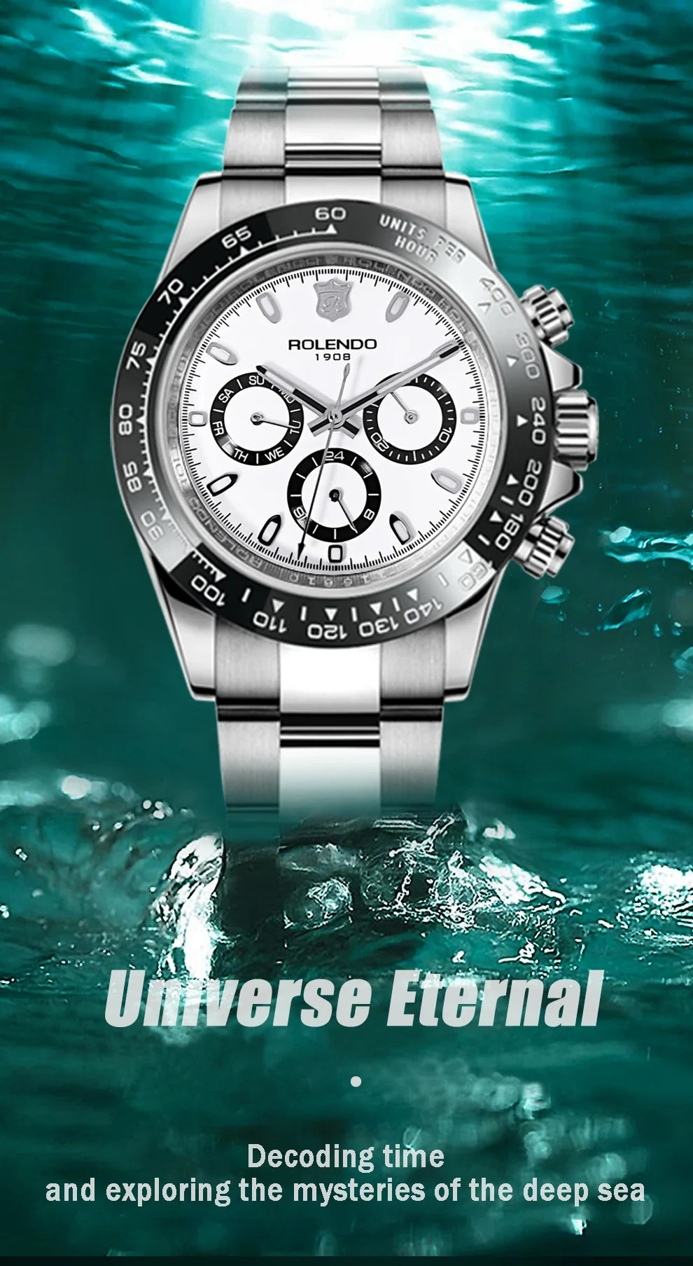 ROLENDO Luxury Men Automatic Diver Watch 40.5mm Mineral Crystal Luminous Date 300M Waterproof High-end Men's Wristwatch Gift Venice Collections