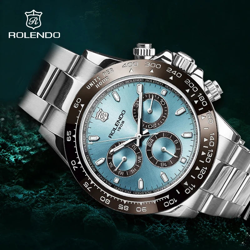 ROLENDO Luxury Men Automatic Diver Watch 40.5mm Mineral Crystal Luminous Date 300M Waterproof High-end Men's Wristwatch Gift Venice Collections