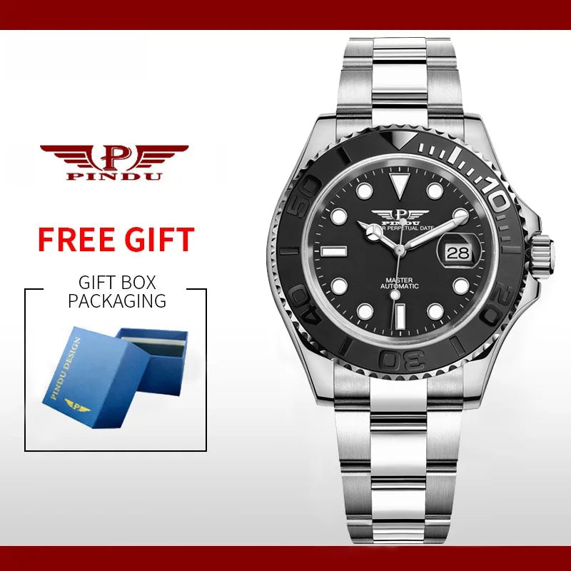 Reloj Hombre PINDU DESIGN Water Ghost Yacht Men Mechanical Wristwatch 40MM Luxury Ceramic Automatic Watch For Men Relogios Venice Collections