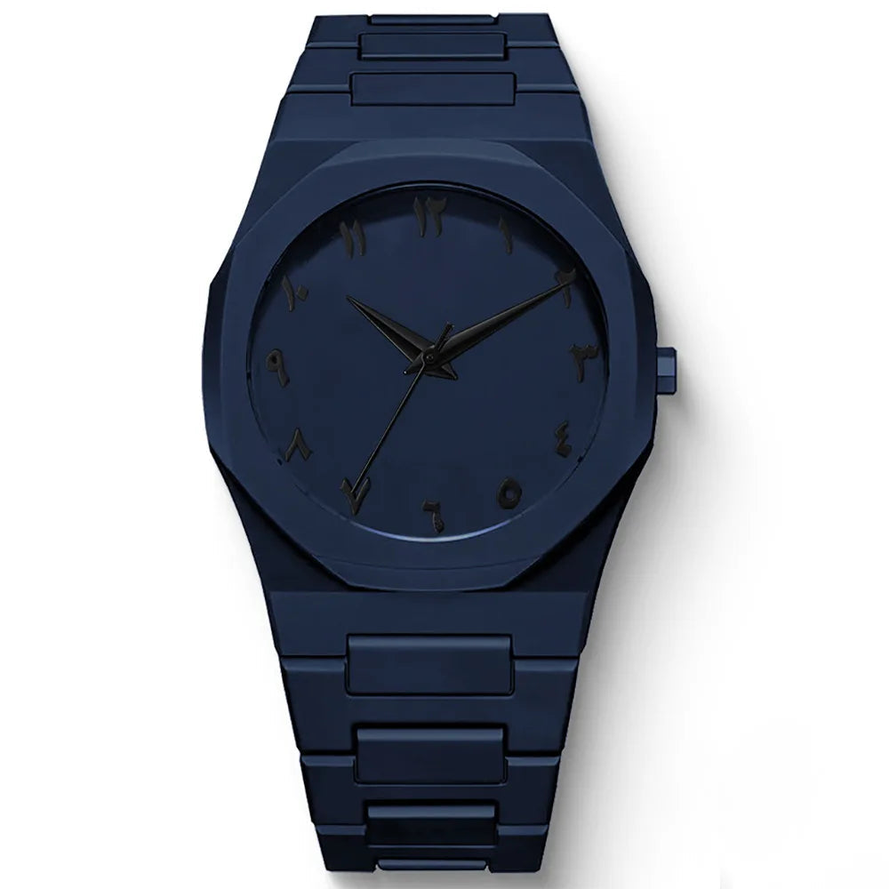 Black Quartz Watch – Simple Design with Arabic Digital Dial & Casual Strap Venice Collections