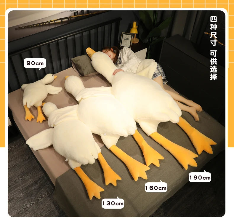 50-190cm Large Brown Hug Stuffed Animal Duck Kawaii Giant Goose Plush Toy Sleeping Pillow Big Soft Doll Party Gift for Boy Girls Venice Collections