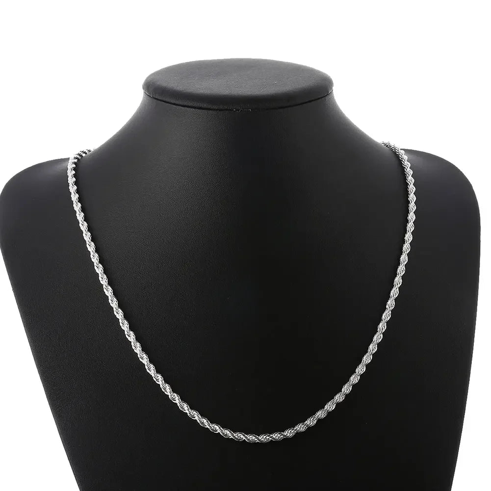 Sterling Silver Necklace Bracelets Set 4MM Venice Collections