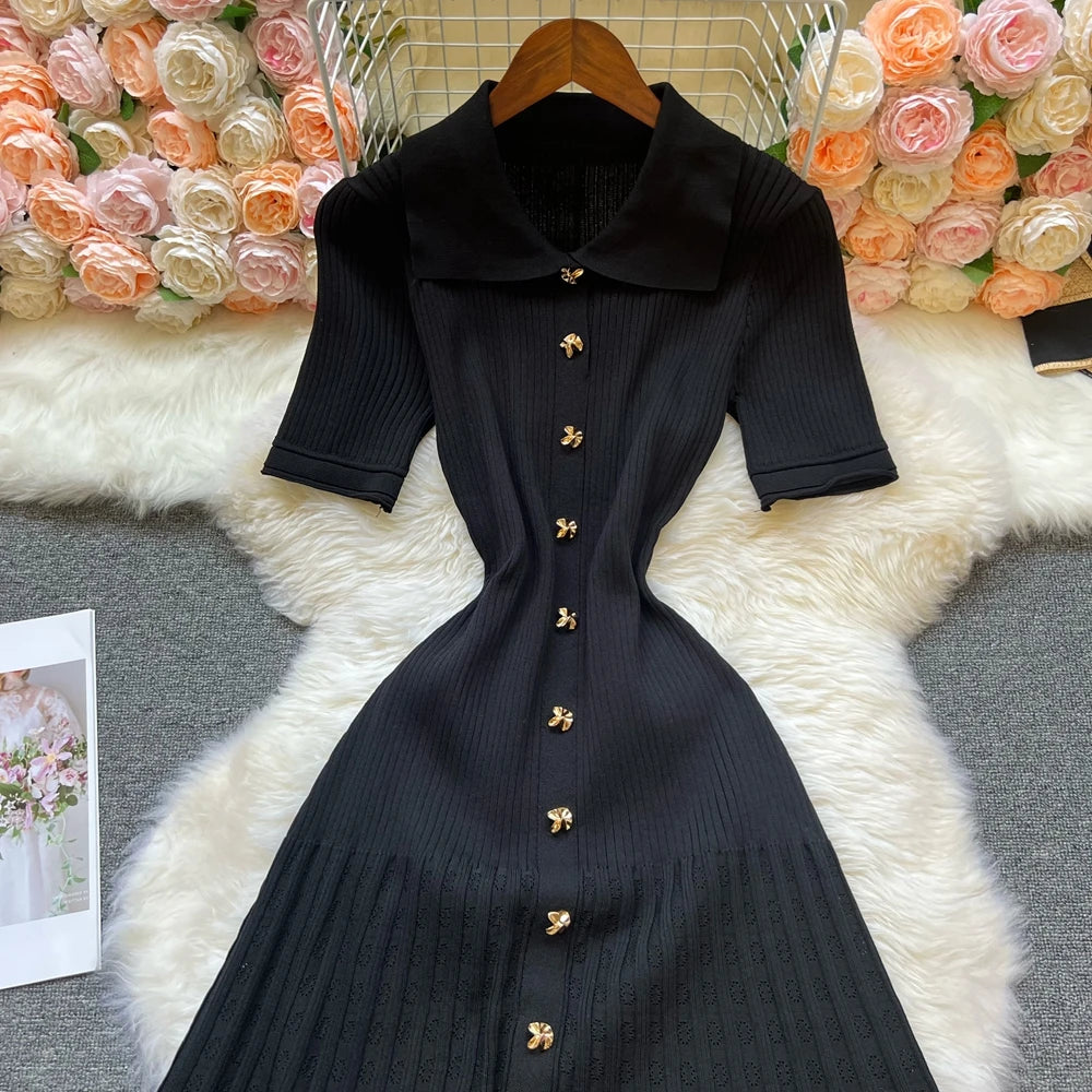 YuooMuoo Summer Maxi Dress Women Knit Black Green Long Bodycon Korean Fashion Ruffle Ladies Dresses Elegant Office Women Dress Venice Collections