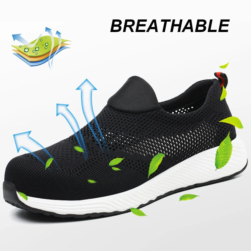Summer Mesh Light Work Sneakers Steel Toe Protective Work Safety Shoes Men Women Breathable Construction Shoes Work Boots Men Venice Collections