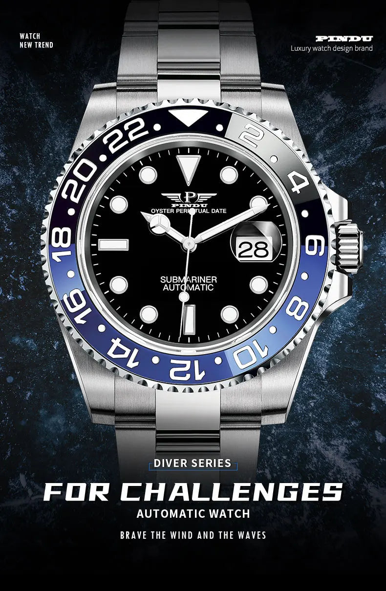 Reloj Hombre PINDU DESIGN Water Ghost Yacht Men Mechanical Wristwatch 40MM Luxury Ceramic Automatic Watch For Men Relogios Venice Collections