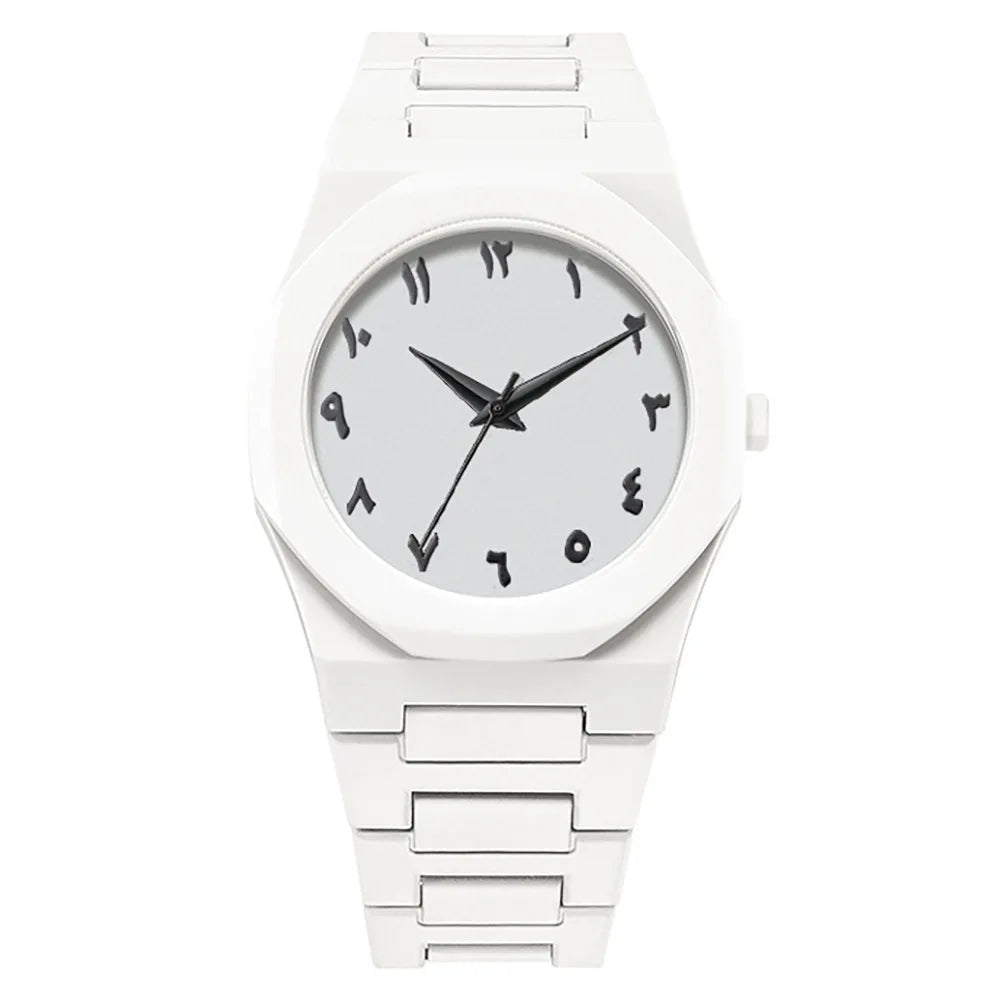 Black Quartz Watch – Simple Design with Arabic Digital Dial & Casual Strap Venice Collections