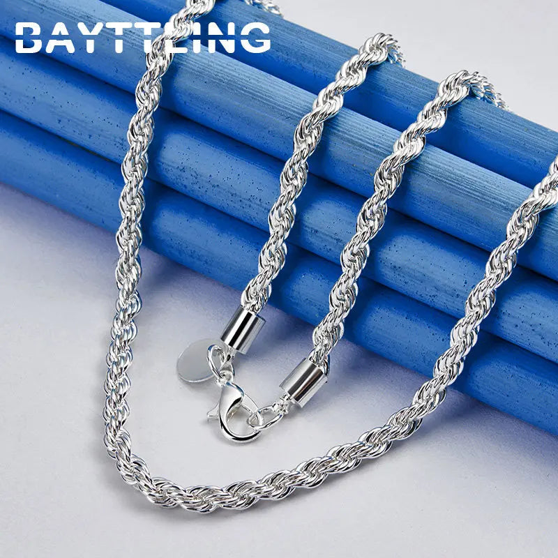 Silver Rope Chain Necklace And Bracelet Venice Collections