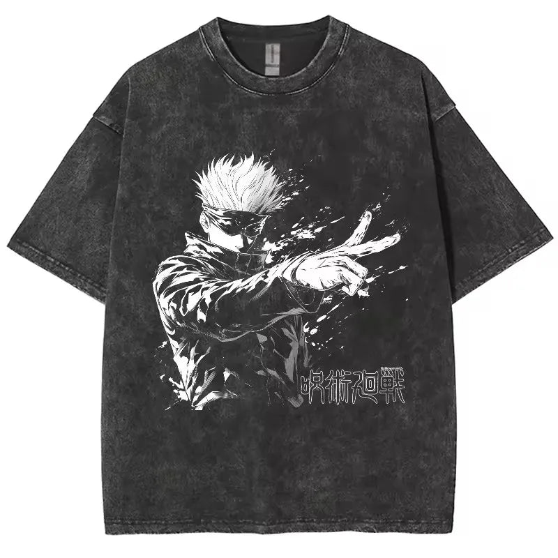 Anime Jujutsu Kaisen Gojo Satoru T Shirts Washed Men Women Cotton Harajuku T-Shirts High Quality Retro for Men Women Tops Tees Venice Collections