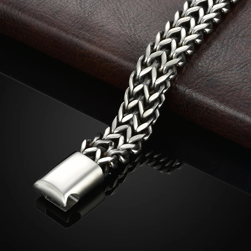 Stainless Steel Double Row Fish Scale Bracelet – Magnetic Buckle Keel Design Venice Collections