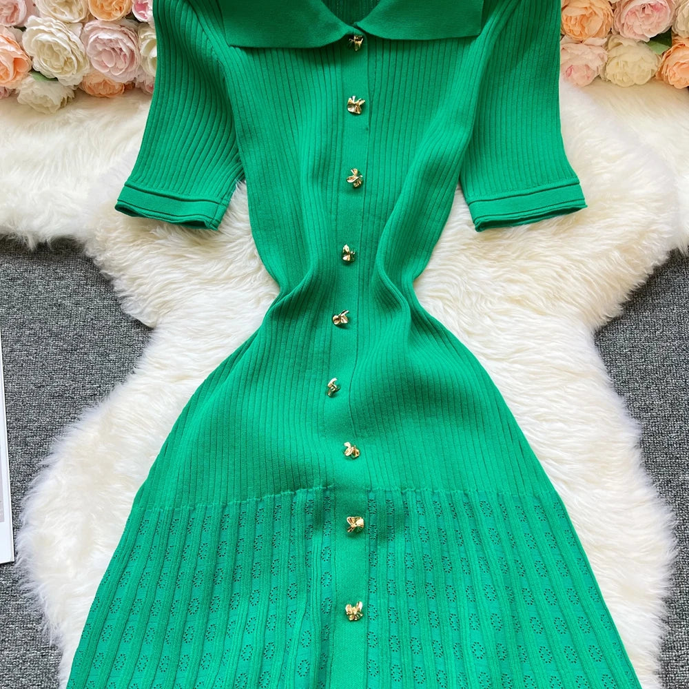 YuooMuoo Summer Maxi Dress Women Knit Black Green Long Bodycon Korean Fashion Ruffle Ladies Dresses Elegant Office Women Dress Venice Collections