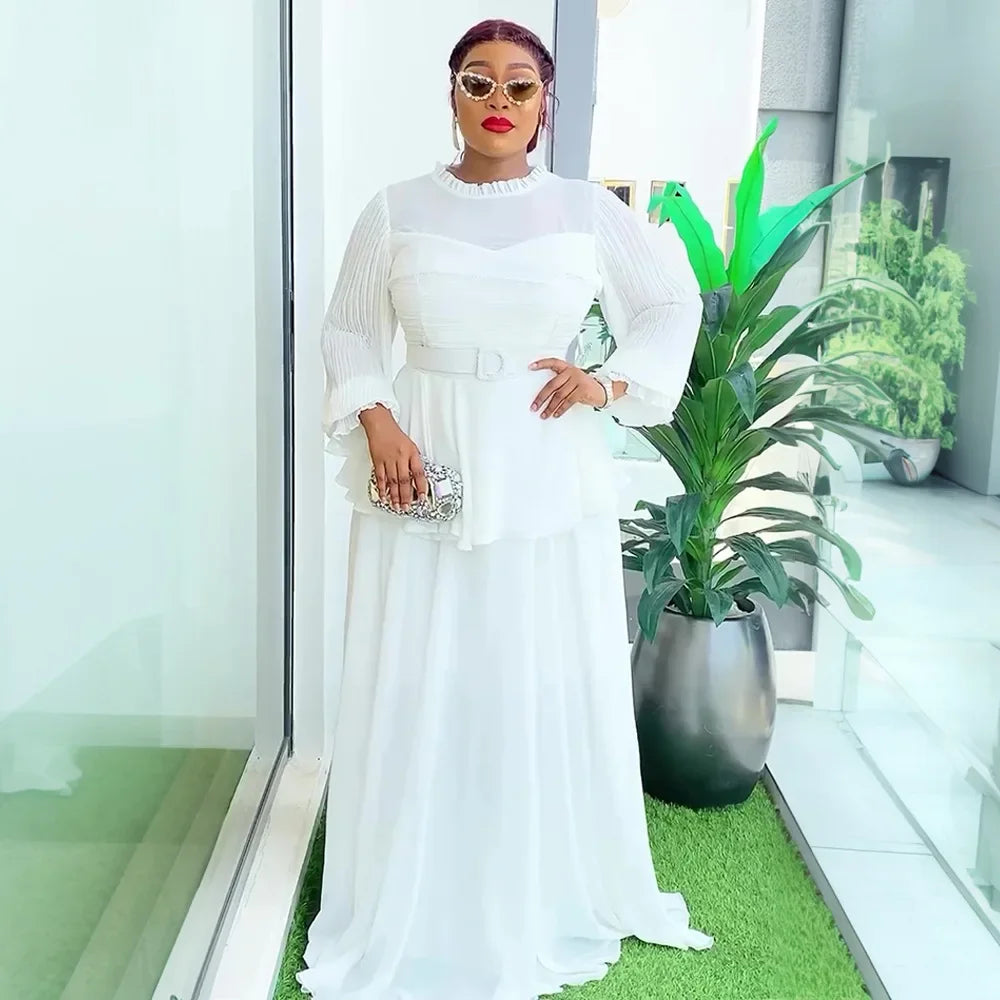 Fashion African Party Dresses for Women New Fashion Ankara Dashiki Chiffon Wedding Gown Elegant Outfits Muslim Dress Abaya Robe Venice Collections