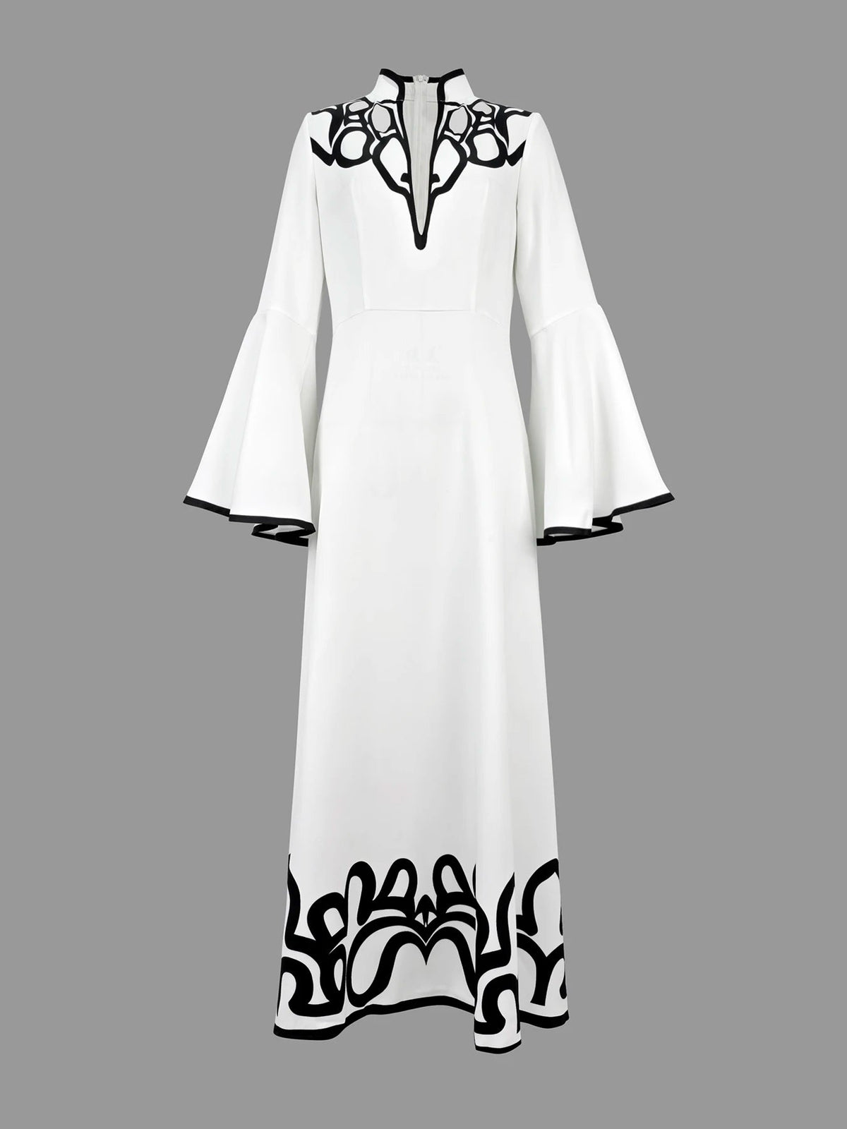 Modigirl Women's Spring Artistic Vintage Maxi Dress 2026 Hollow V-Neck Flared Sleeves Lady Elegant Gown for Formal Evening Party Venice Collections