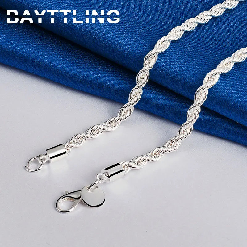 Silver Rope Chain Necklace And Bracelet Venice Collections