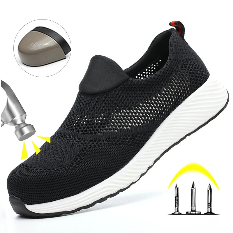 Summer Mesh Light Work Sneakers Steel Toe Protective Work Safety Shoes Men Women Breathable Construction Shoes Work Boots Men Venice Collections
