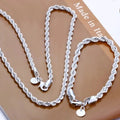 Sterling Silver Necklace Bracelets Set 4MM Venice Collections