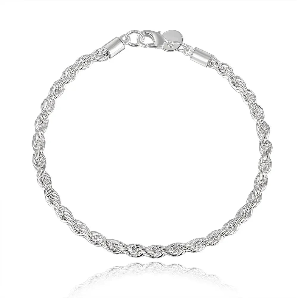 Silver Rope Chain Necklace And Bracelet Venice Collections
