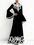 Modigirl Women's Spring Artistic Vintage Maxi Dress 2026 Hollow V-Neck Flared Sleeves Lady Elegant Gown for Formal Evening Party Venice Collections