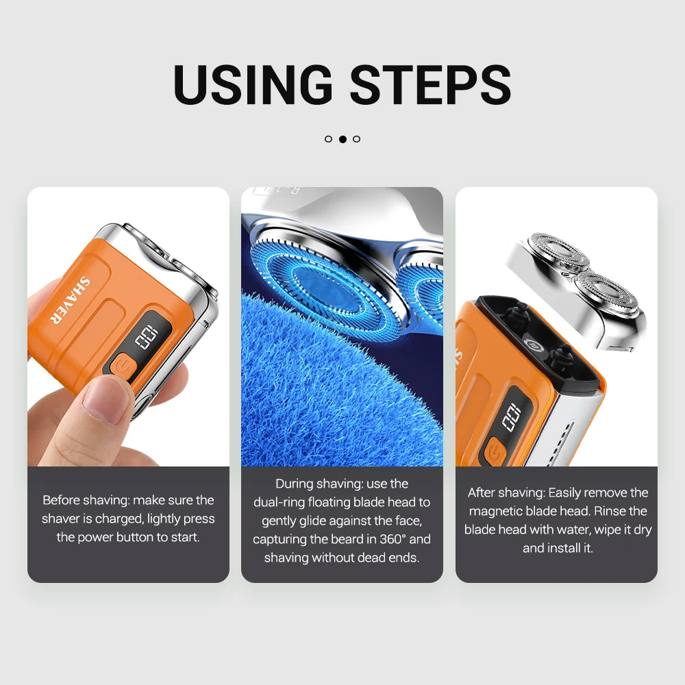 Waterproof Electric Smart Shaver Travel Razor Mini Dual Blade Shaver Venice Collections