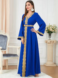 Muslim Women's Clothing, Solid Color Patchwork Basic Style, Loose Embroidery, Long Skirt, Dress, Long-Sleeved Dress Venice Collections