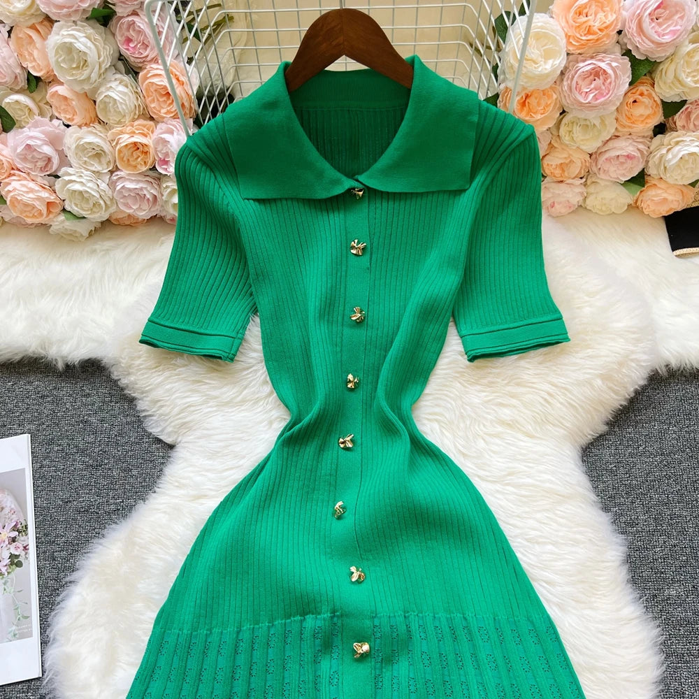 YuooMuoo Summer Maxi Dress Women Knit Black Green Long Bodycon Korean Fashion Ruffle Ladies Dresses Elegant Office Women Dress Venice Collections