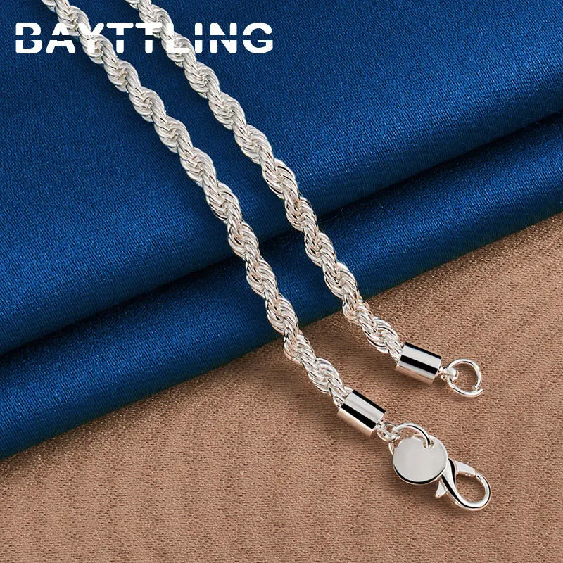 Silver Rope Chain Necklace And Bracelet Venice Collections