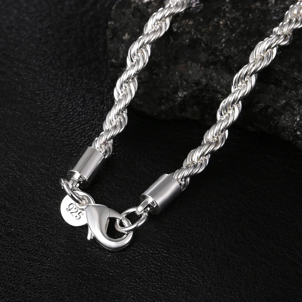 Sterling Silver Necklace Bracelets Set 4MM Venice Collections