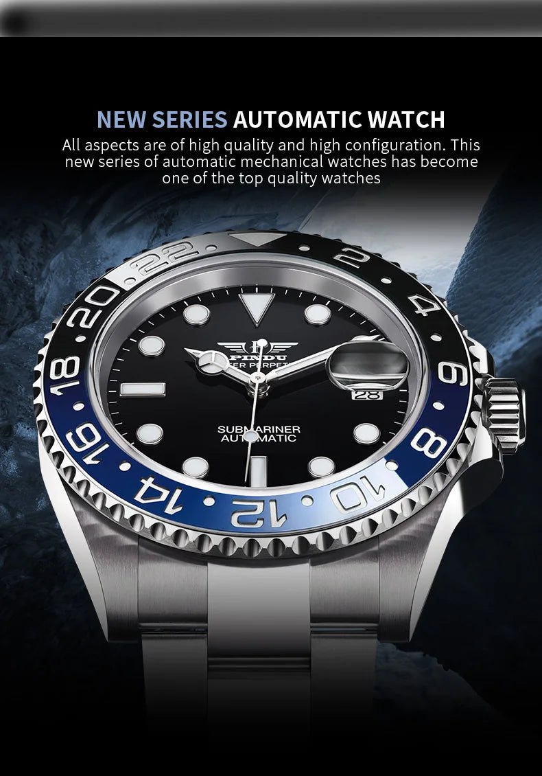 Reloj Hombre PINDU DESIGN Water Ghost Yacht Men Mechanical Wristwatch 40MM Luxury Ceramic Automatic Watch For Men Relogios Venice Collections