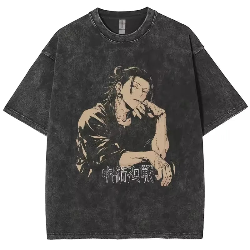 Anime Jujutsu Kaisen Gojo Satoru T Shirts Washed Men Women Cotton Harajuku T-Shirts High Quality Retro for Men Women Tops Tees Venice Collections