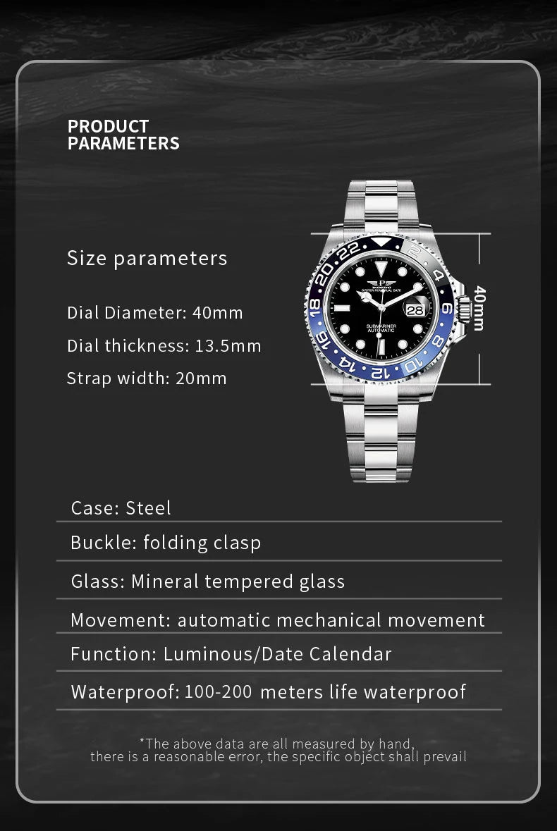 Reloj Hombre PINDU DESIGN Water Ghost Yacht Men Mechanical Wristwatch 40MM Luxury Ceramic Automatic Watch For Men Relogios Venice Collections