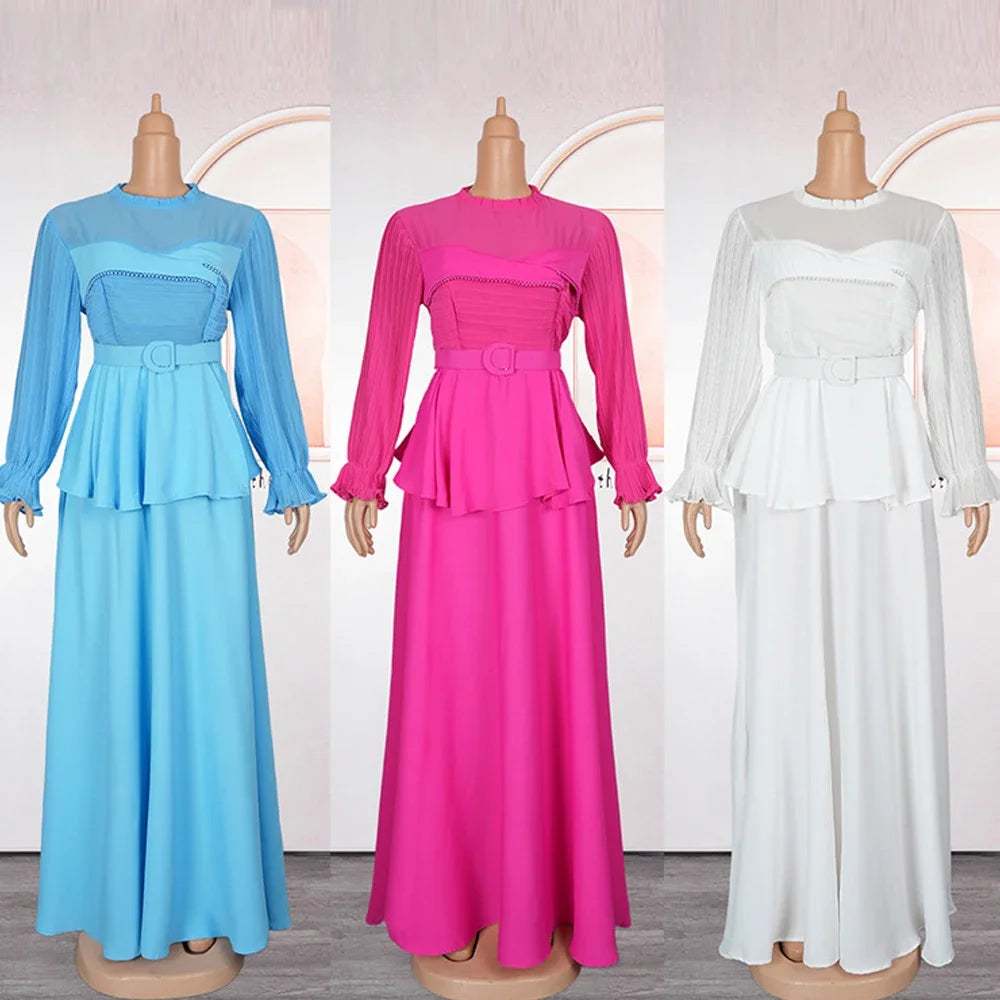 Fashion African Party Dresses for Women New Fashion Ankara Dashiki Chiffon Wedding Gown Elegant Outfits Muslim Dress Abaya Robe Venice Collections