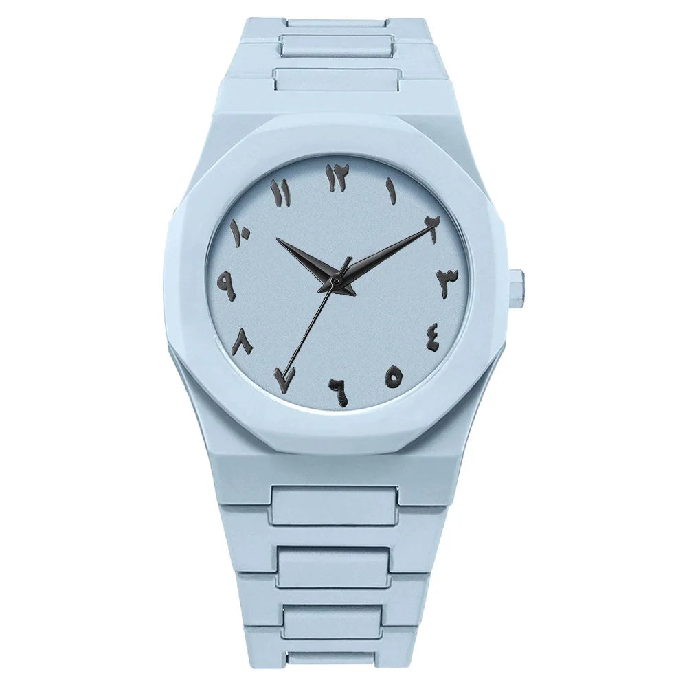 Black Quartz Watch – Simple Design with Arabic Digital Dial & Casual Strap Venice Collections