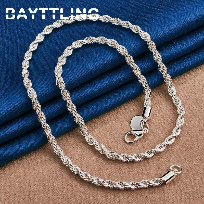 Silver Rope Chain Necklace And Bracelet Venice Collections
