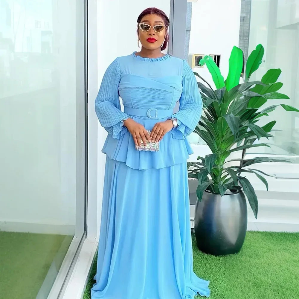 Fashion African Party Dresses for Women New Fashion Ankara Dashiki Chiffon Wedding Gown Elegant Outfits Muslim Dress Abaya Robe Venice Collections