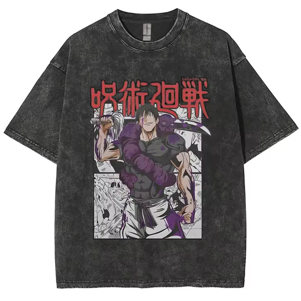Anime Jujutsu Kaisen Gojo Satoru T Shirts Washed Men Women Cotton Harajuku T-Shirts High Quality Retro for Men Women Tops Tees Venice Collections