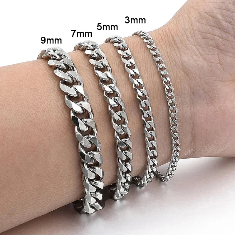 Trendy Cuban Chain Bracelet – Stainless Steel, 3–9mm Unisex Gift Venice Collections