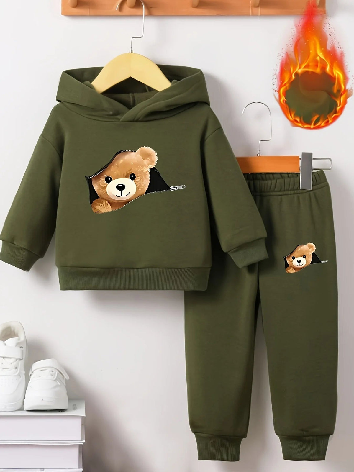 Newborn Baby Boy Fun Cartoon Bear Print Long Sleeve Fleece Venice Collections