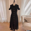 YuooMuoo Summer Maxi Dress Women Knit Black Green Long Bodycon Korean Fashion Ruffle Ladies Dresses Elegant Office Women Dress Venice Collections